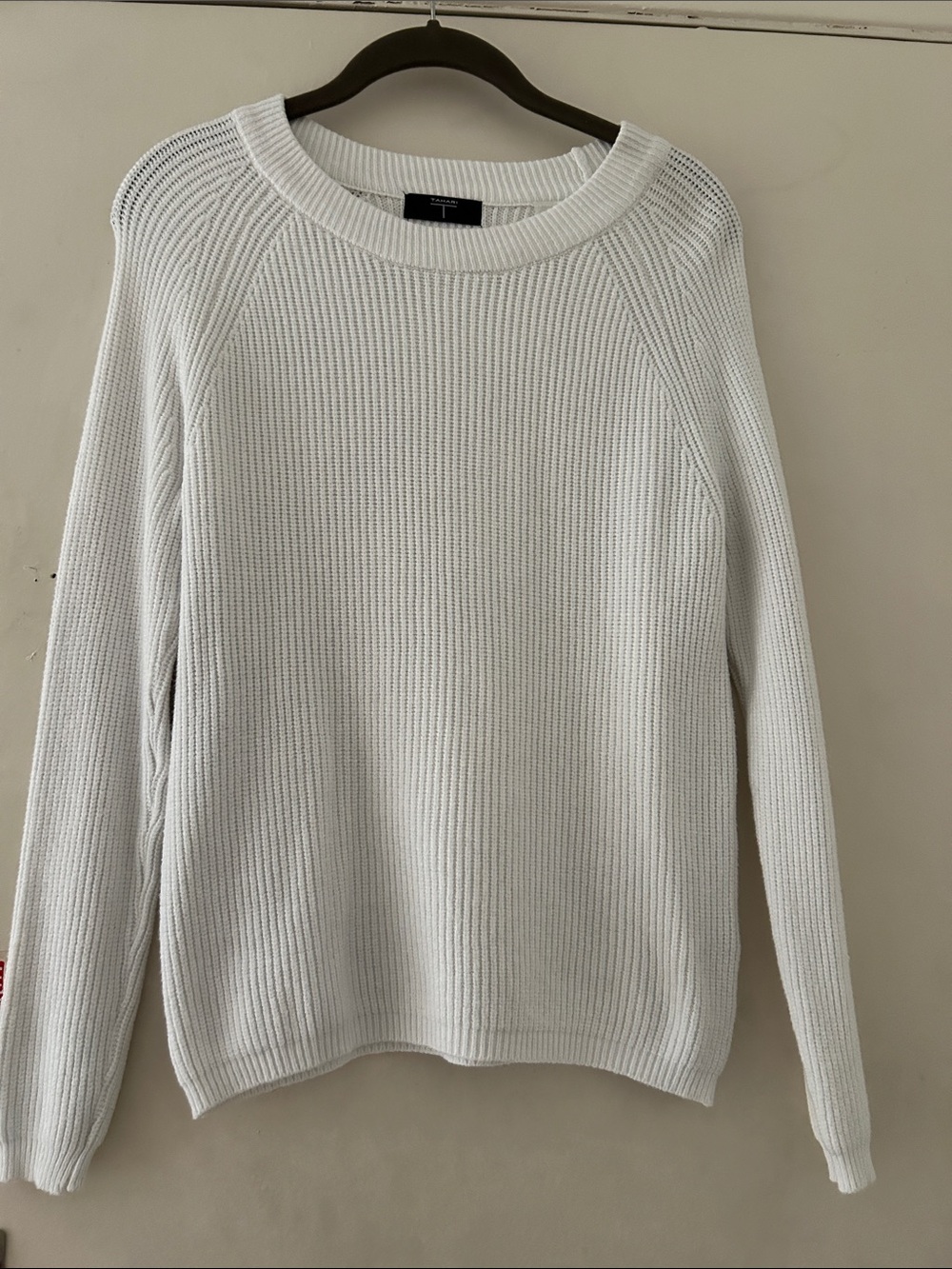 Tahari Cream Ribbed Crewneck Sweater